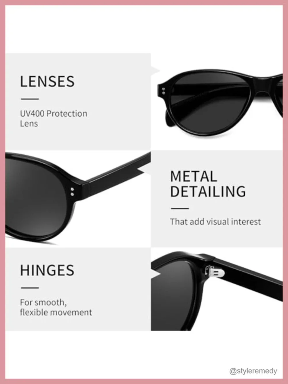 Retro Oval Aviator Sunglasses with UV400 Protection Lightweight Frame